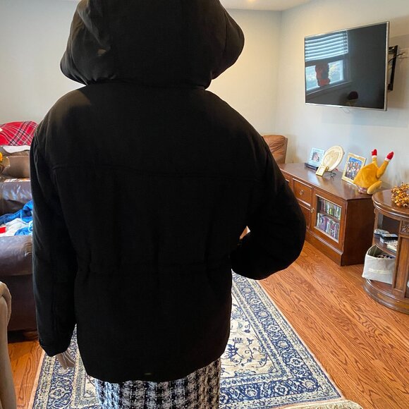 ZARA Black Warm Winter Jacket Faux Fur Removeable Hood Size S - Picture 2 of 7